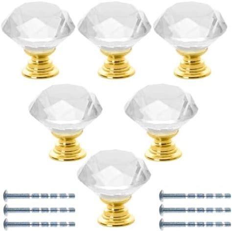 Mdply Pack Crystal Glass Cabinet Knobs Mm Clear Diamond Shape