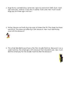 Tax Tip Discount Word Problems By Ms Kue S Math TpT