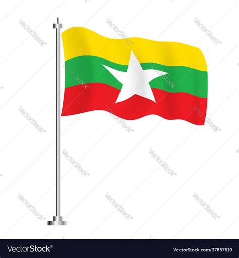 Burmese flag isolated wave burma country Vector Image