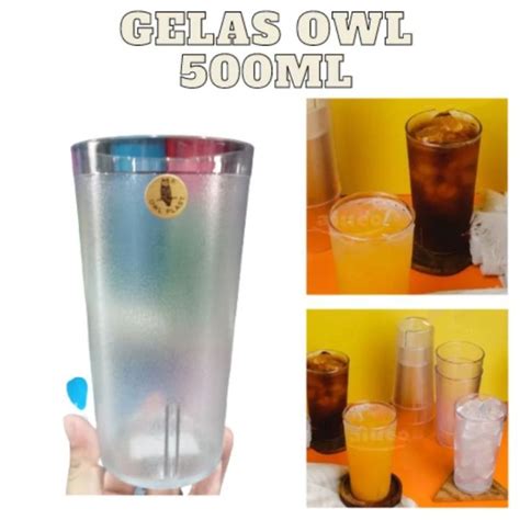 Gelas Akrilik Owl 500Ml Gelas Plastik Anti Pecah Gelas Minum Bening