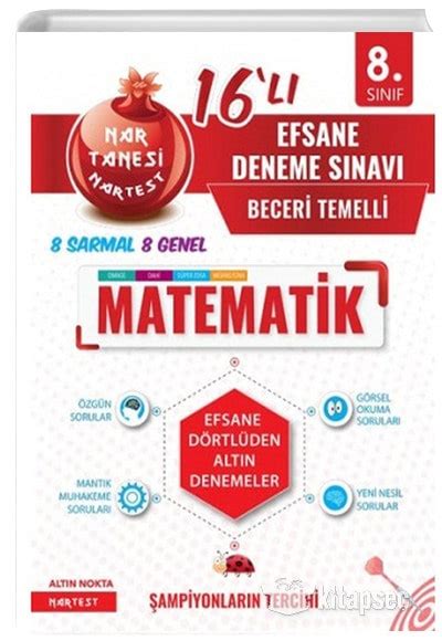 8 Sınıf Matematik 16 lı Efsane Deneme Sınavı Nartest Yayınları