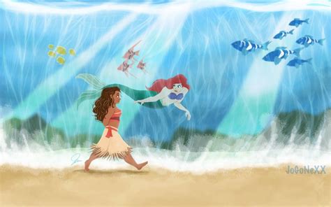 Parting The Ocean Moana And Ariel Disney Animation Disney Princess