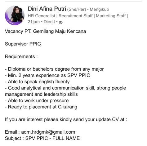 Info Loker Cek Akun Kami On Twitter Lowongan Kerja Update