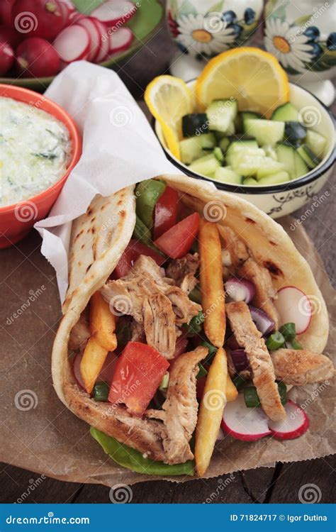 Turkish Doner Kebab Pita Bread Sandwich Stock Image Image Of