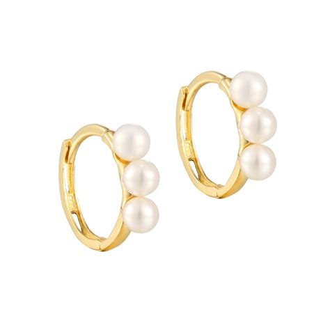 9ct Gold Pearl Drop Hoops Pearl Earrings Hoop Earrings Etsy