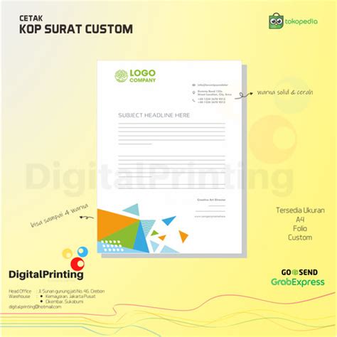 Jual Cetak Kop Surat A4 Full Color Jakarta Pusat Digital Printing