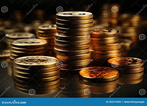 Coin Stacked Bank Symbol Illustrating Banking Interest Rates And