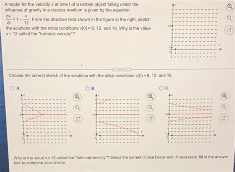 Solved A Model For The Velocity V At Time T Of A Certain