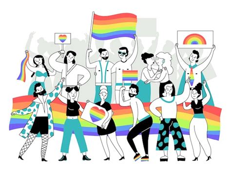 Premium Vector Lgbtq Demonstration Happy Lgbt Person Couples