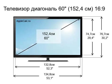 Размер телевизора 60 дюймов в сантиметрах и в дюймах - AppleCALC