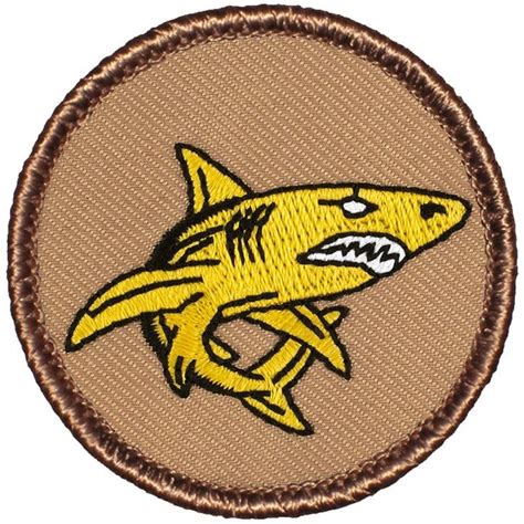 Gold Shark Patch 739a 2 Inch Diameter Embroidered Patch Etsy