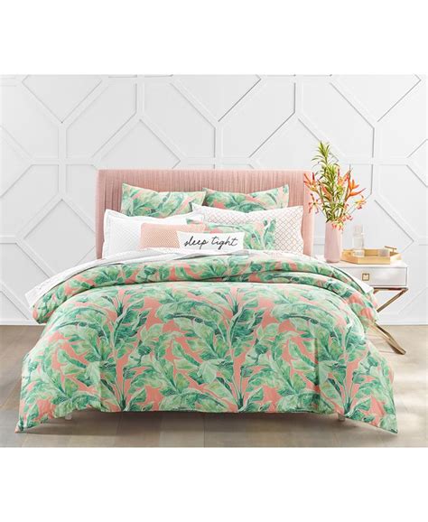 Charter Club Tropical Leaves 3 Pc Duvet Cover Set Full Queen Created For Macy S Macy S