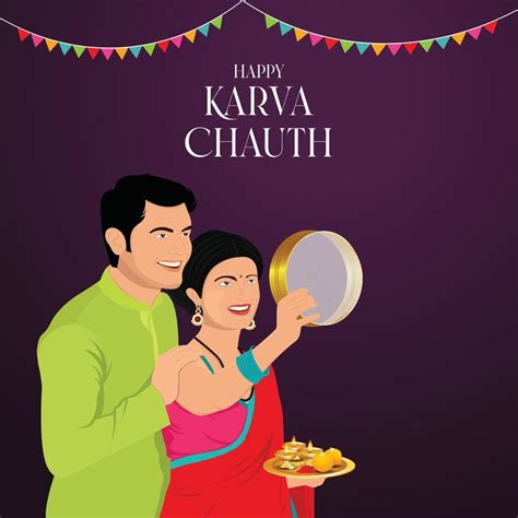 Happy Karwa Chauth Festival Card With Karva Chauth Is A One Day