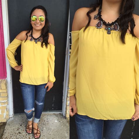 Mustard Off Shoulder Top 24 99 Sizes S•m•l Tops Open Shoulder Tops