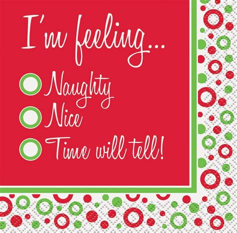 Unique Party Tableware Naughty And Nice Christmas Beverage Napkins 5 X 5 16