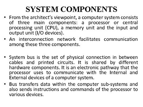 System Components From The Architects Viewpoint A Computer