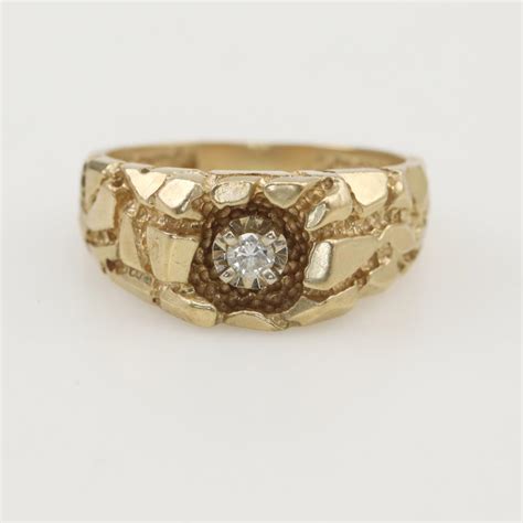 Kt Gold Diamond Nugget Ring Property Room