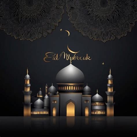 Premium Photo Eid Mubarak Dark Grey Eid Mubarak Text Greeting Background