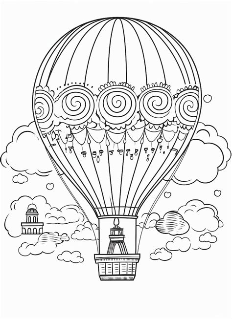 40 Hot Air Balloon Coloring Pages For Digital Download Hot Air Balloon Coloring Pages Hot Air