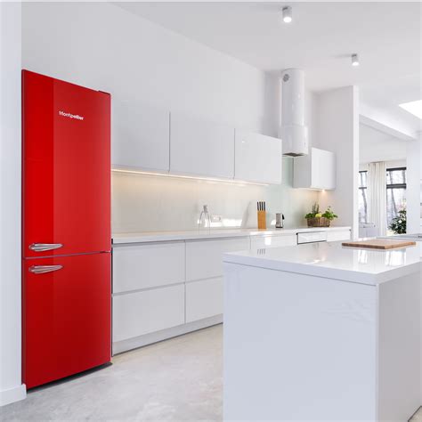 Montpellier Mab R Retro No Frost Fridge Freezer In Red Montpellier