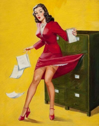 Vintage Pin Up Girl Office Mishap Edward Dancon Pinup197 Art A4 A3 A2 A1 Ebay