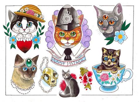 Cat Flash Print By Ashleyluka On Etsy £1000 Traditional Tattoo Cat