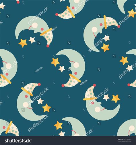 Moonstar Flat Iconeps10 Seamless Pattern Background Stock Vector