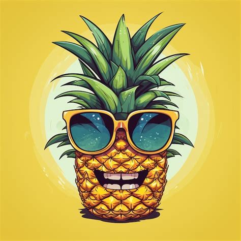 Premium Photo A Pineapple Cartoon Ware Sunglasses Vector