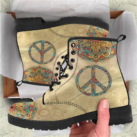 Peaceful Days Boots Custom Designed Vegan Combat Boots For Women Hippie Boots Boots