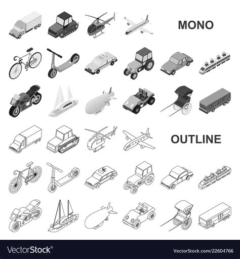 Different types of transport monochrom icons Vector Image