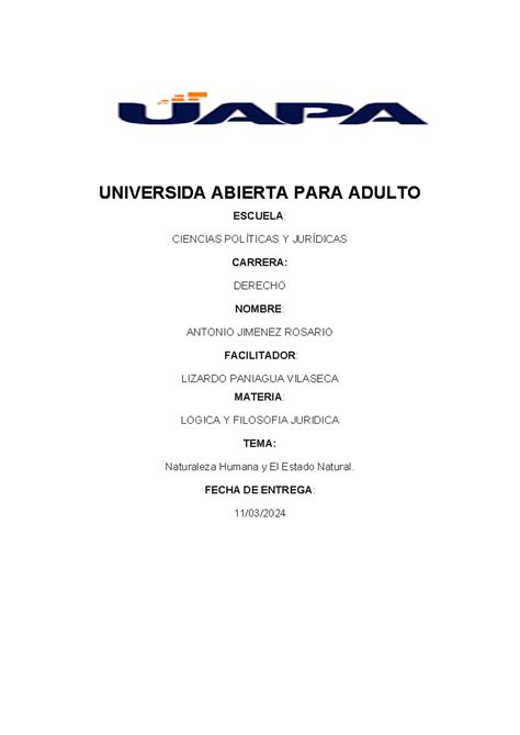 Logica Y Filosofia Juridica V UNIVERSIDA ABIERTA PARA ADULTO ESCUELA