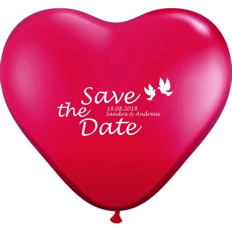 Herzluftballons Bedrucken Save The Date Luftballon De