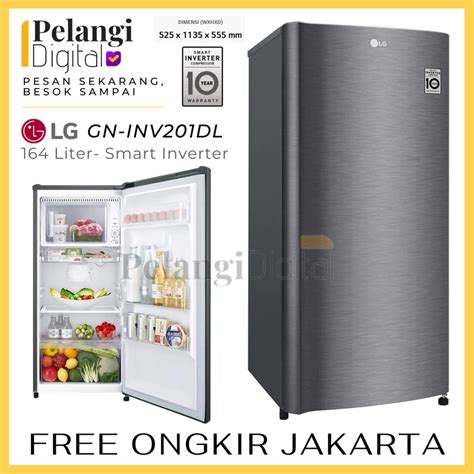 LG GN INV201DL Kulkas 1 Pintu Smart Inverter Lemari Es 164 Liter