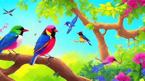 Premium Photo | Colorful Birds In Nature Scene