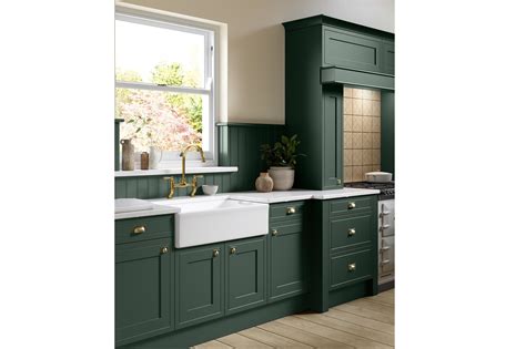 Mock In Frame Shaker Style Kitchen Painted Heritage Green Og Kitchens