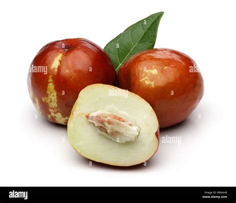 Fresh Jujubes And Leaves Isolated On White Background Stock Photo Alamy