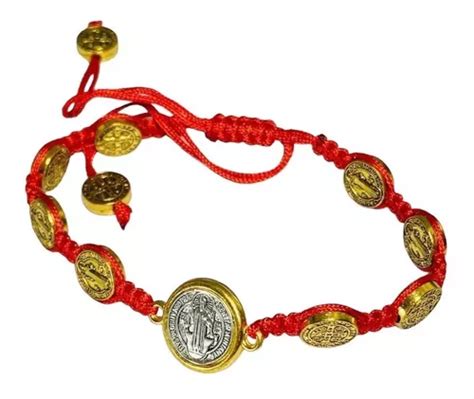 Pulsera Roja Protecc Medalla San Benito Mal De Ojo Suerte Cuotas Sin