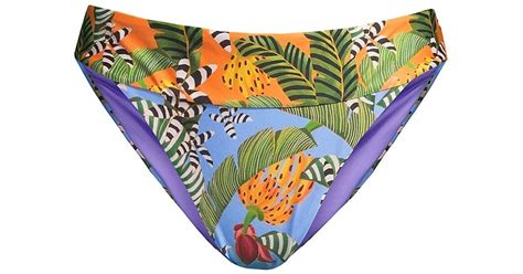 Farm Rio Mid Rise Palm Bikini Bottoms In Blue Lyst