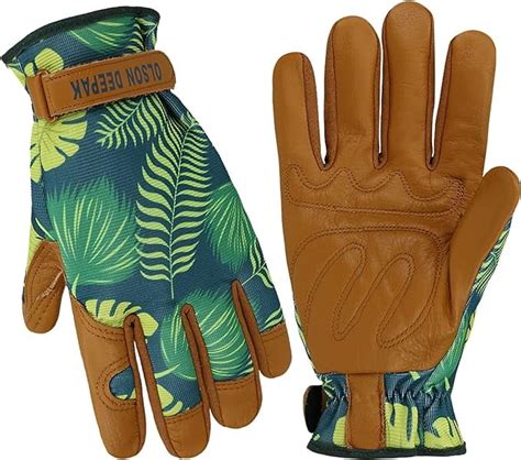 Olson Deepak Womens Gardening Gloves With Grain Leather For Yard Work