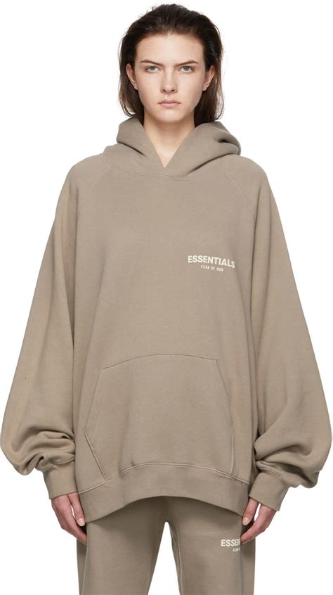 Essentials Taupe Cotton Hoodie