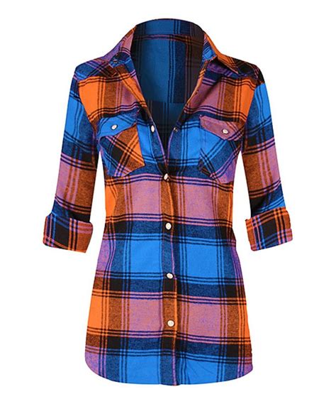 Take A Look At This Koi Orange And Brilliant Blue Plaid Flannel Button Up Today Red Flannel