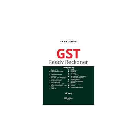 Taxmann Goods And Service Tax Ready Reckoner By V S Datey Edition