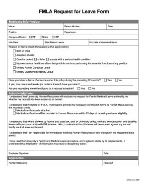 Fillable Online Hr Buffalo Fmla Request For Leave Form University At