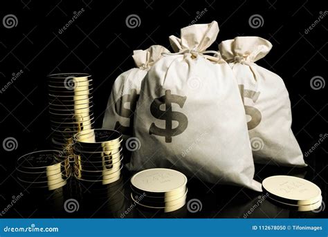 Bags of Money and Fine Gold Coins Stock Illustration - Illustration of ...