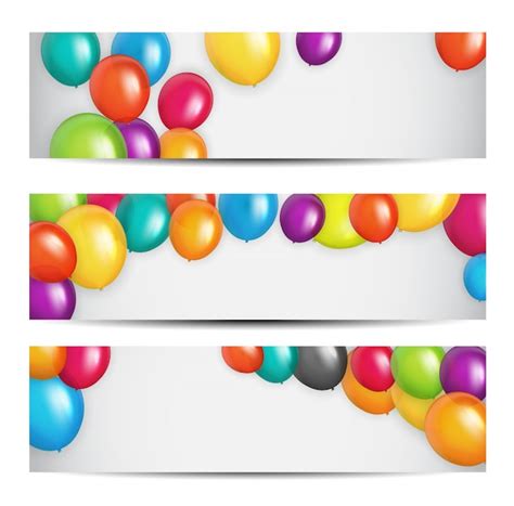 Premium Vector | Color glossy happy birthday balloons banner background