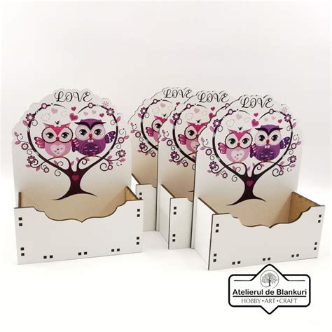 Set 4 Mini Cutii Tip Plic Bufnite Atelieruldeblankuri Ro