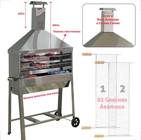 Churrasqueira Para Espetinho Inox Coifa Inox E Grelha