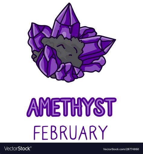 Birth stone for february clip art amethyst Vector Image