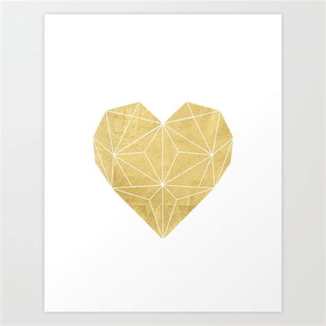 Geometric Gold Foil Heart Art Print By Thisboldgirl Heart Art Print