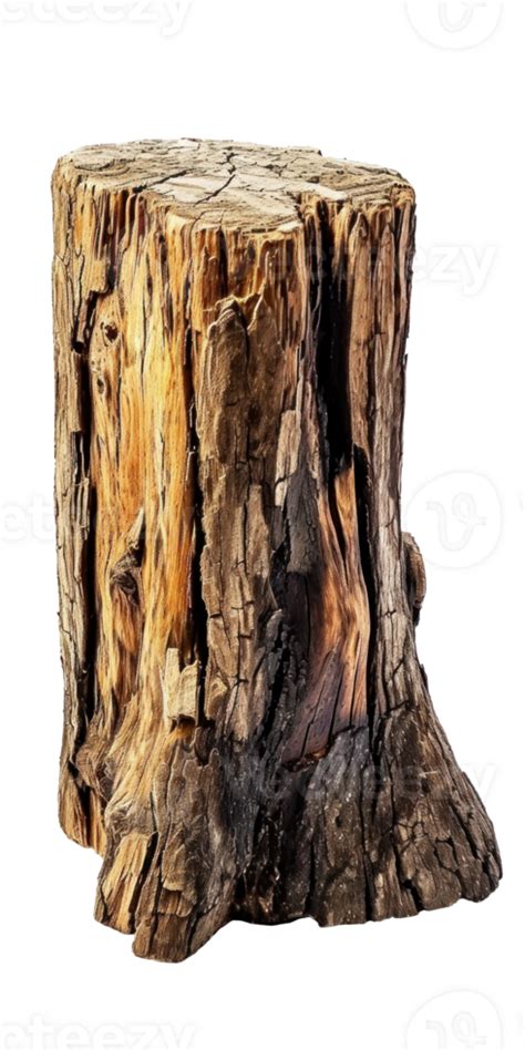 Ai Generated Textured Rough Wood Stump Isolated 36334090 Png